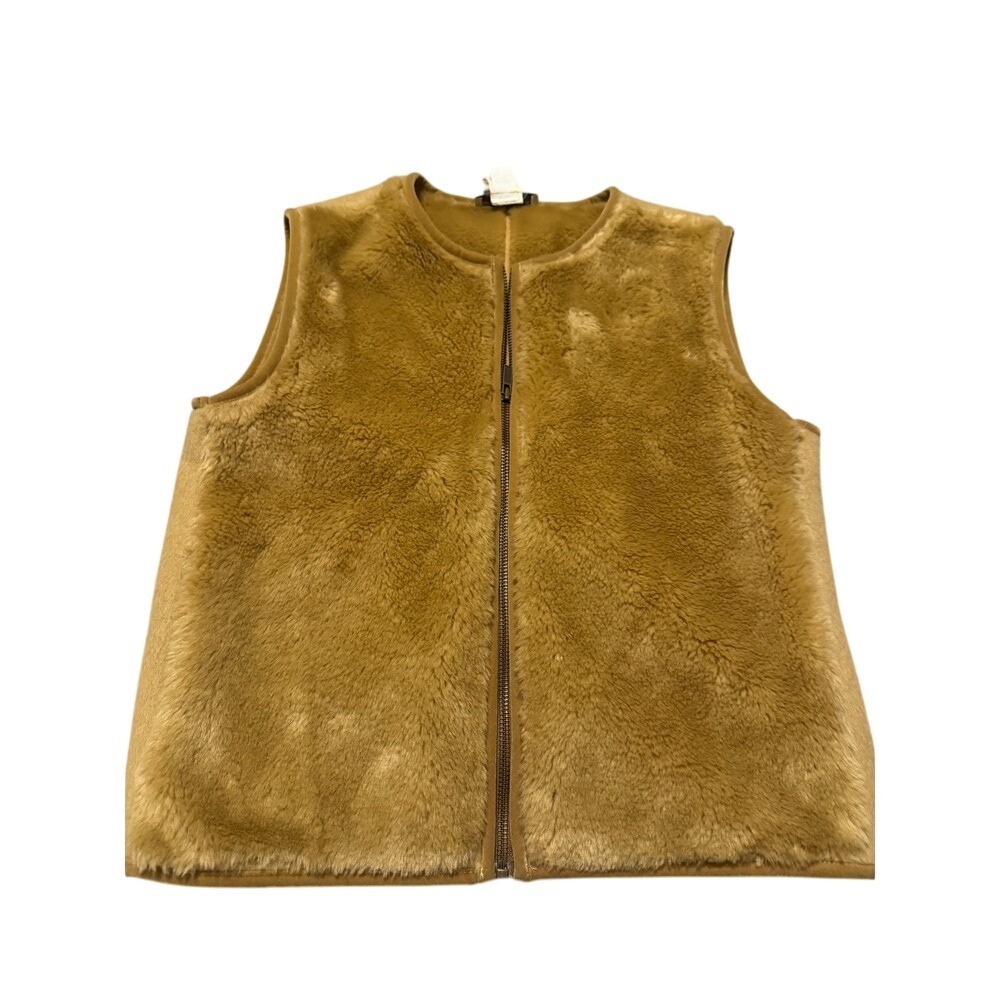 Banana Republic Fleece Vest Sleeveless Full Zip Soft Warm Tan Brown S‎